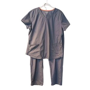 Women's Scrubstar Gray Short Sleeve Shirt And Pants Set Size Large
